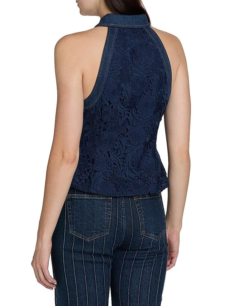 Cinq à Sept Ronin Denim Lace Peplum Blouse 5