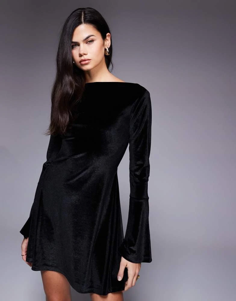 asos open back mini dress ASOS DESIGN low back satin mini dress with ties in black