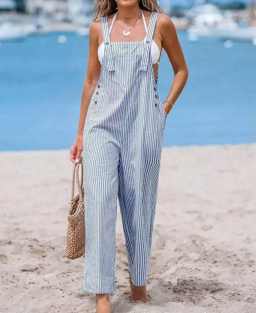 Cupshe Women's Casual Straps Button Wide Leg Jumpsuits 2