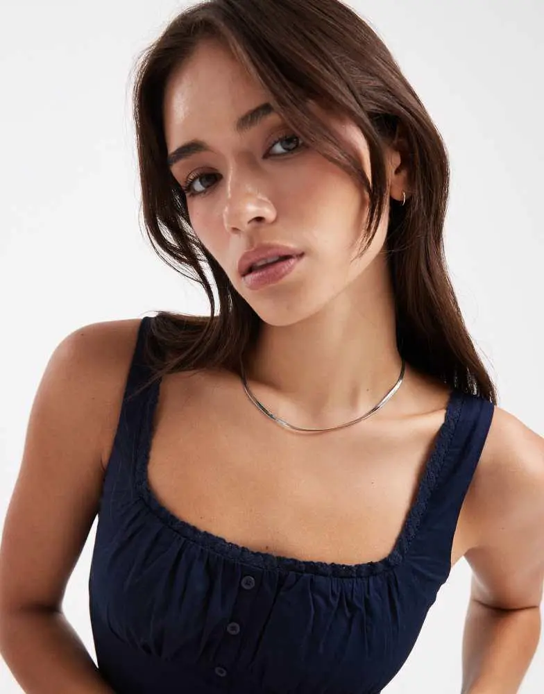 Hollister sweetheart button up Mini dress in navy
