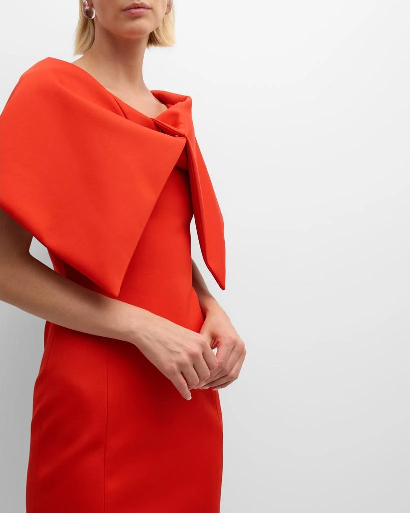 Oscar de la Renta Foldover-Neck Bonded Wool Tailoring Midi Dress 6