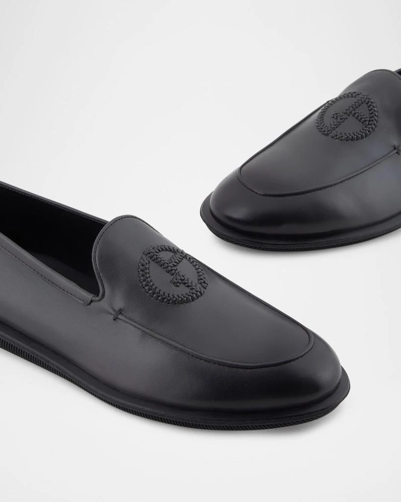 Giorgio Armani Men's Leather Monogram Smoking Slippers 4