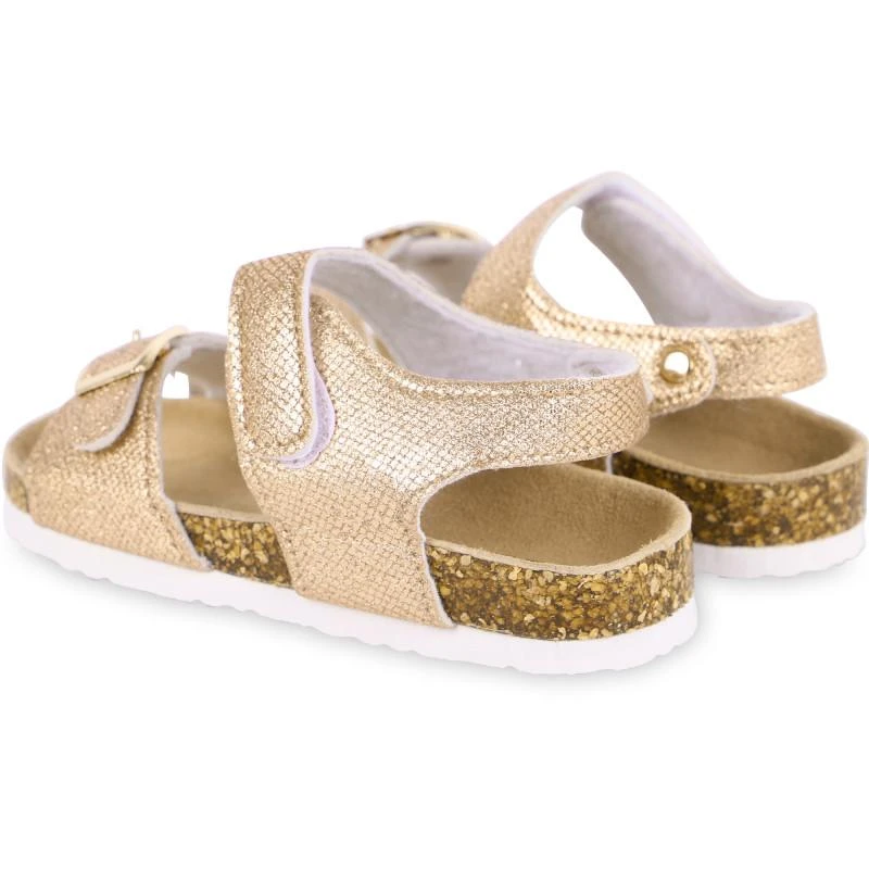 COLORS OF CALIFORNIA Shimmering snakeskin buckle sandals in golden 2