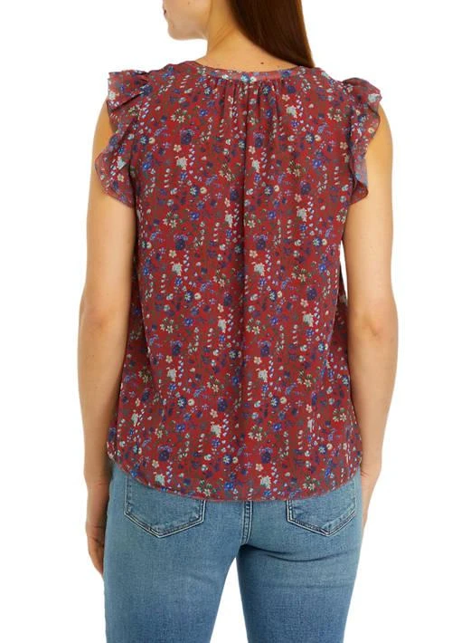 philosophy Womens Floral Printed Ruffle Top 2
