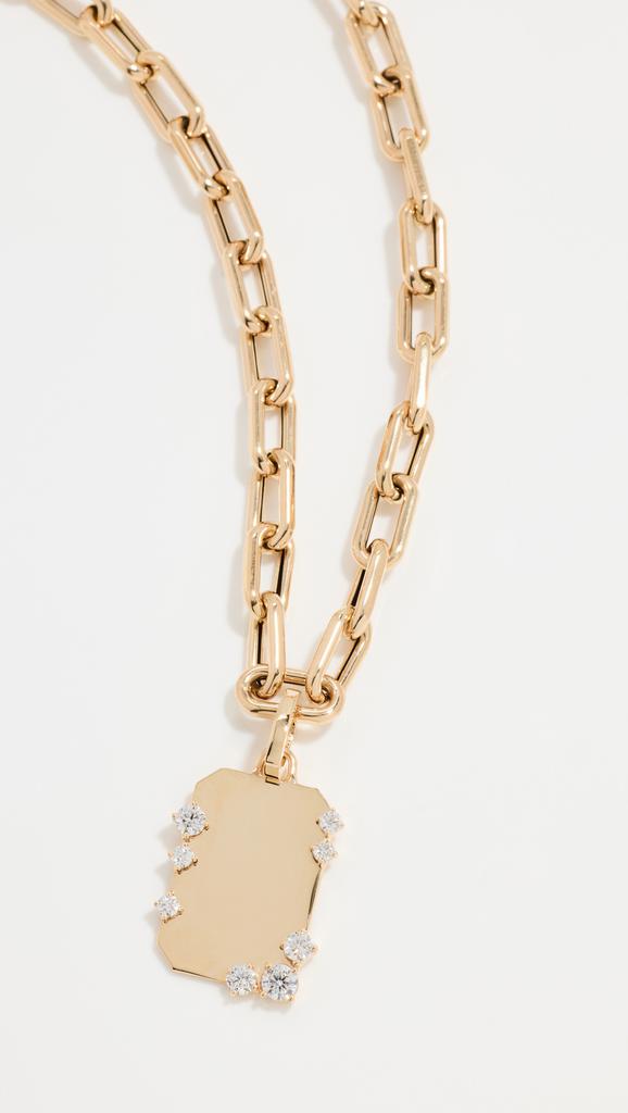 Adina Reyter Diamond Dog Tag 5.3mm Italian Chain Necklace