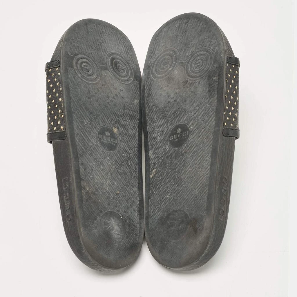 Gucci Gucci Black/Gold Coated Canvas and Leather Star Guccy Slides Size 38 6