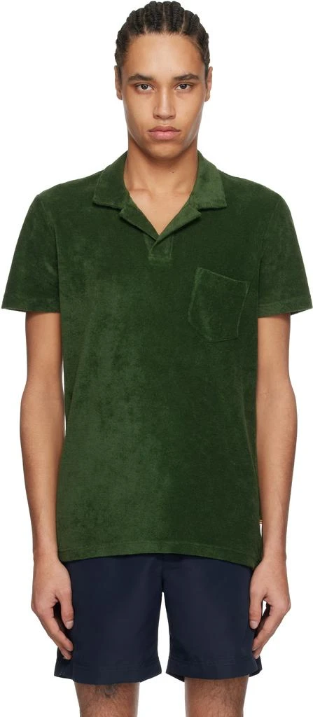 ORLEBAR BROWN Green Terry Towelling Polo 1