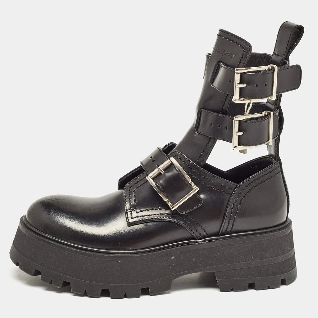 Alexander McQueen Alexander McQueen Black Leather Rave Buckle Ankle Boots Size 37.5 1