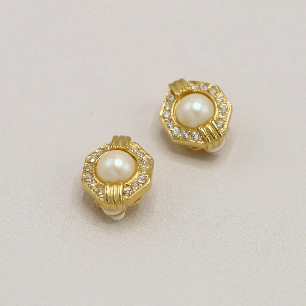 Orelia Vintage Vintage Geometric Pearl & Crystal Clip On Earrings 1