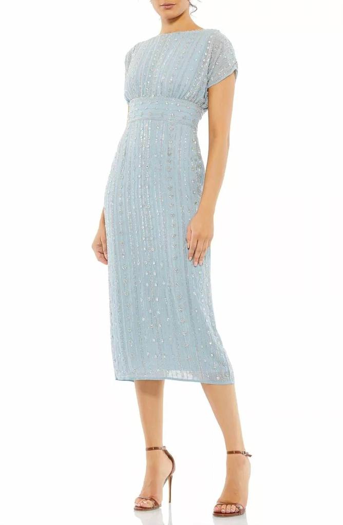 Mac Duggal Mac Duggal - Beaded Cap Sleeve Column Midi Dress