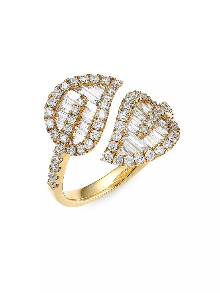 Anita Ko Medium 18K Yellow Gold & Baguette Leaf Diamond Ring