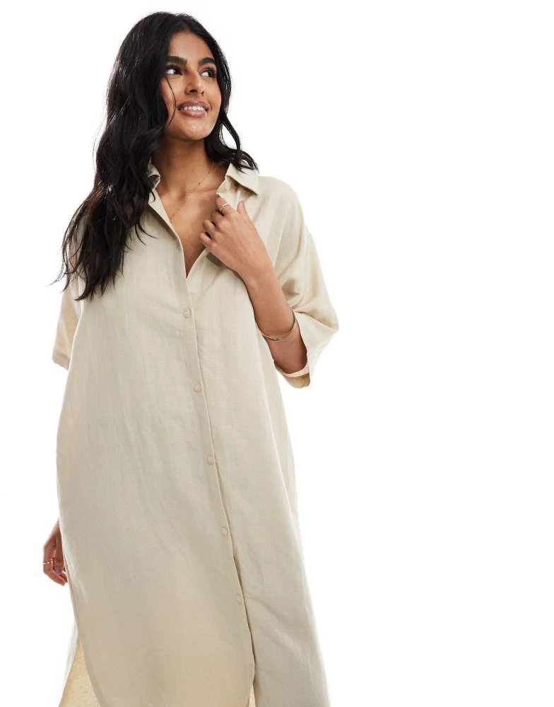 HERA Hera linen mix shirt dress in oatmeal 2