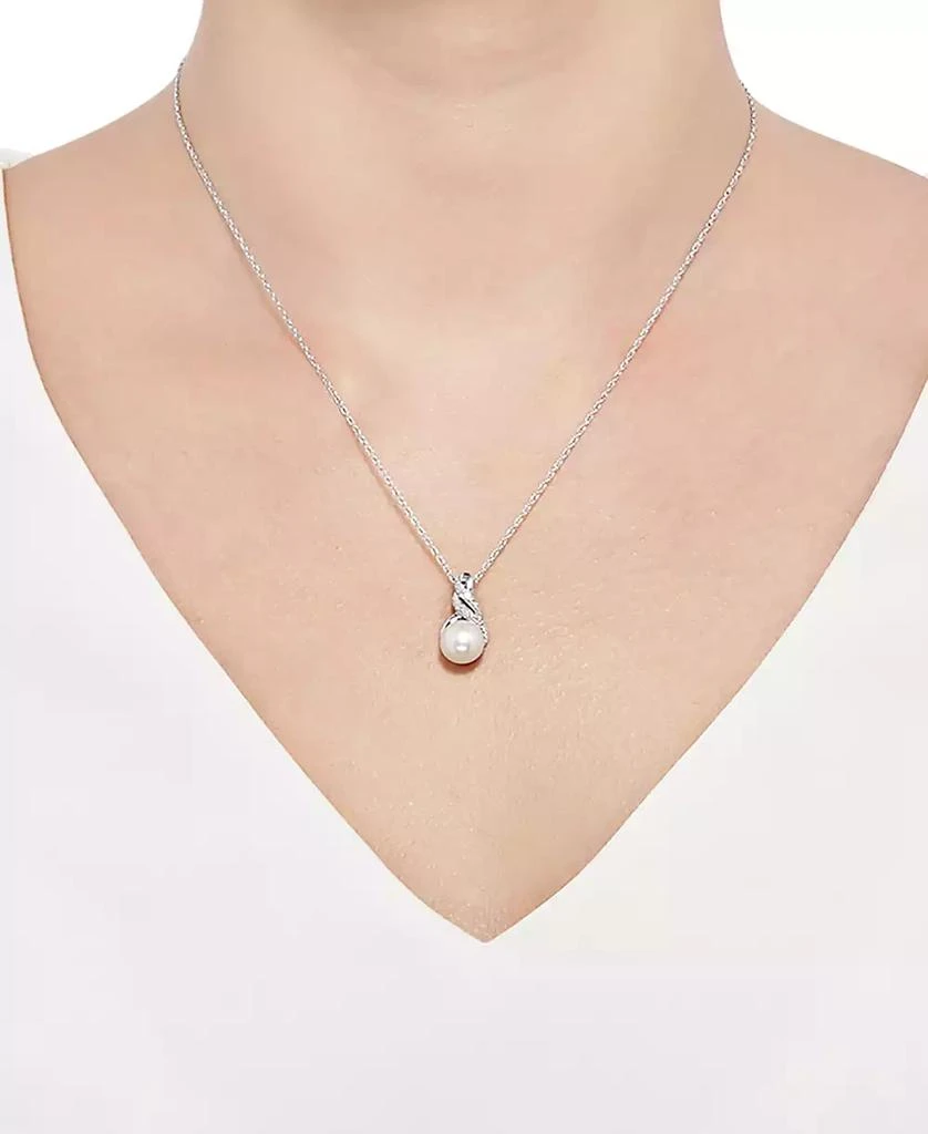 Macy's Cultured Freshwater Pearl (8 & 9mm) and Diamond Accent Pendant Necklace and Earrings Set in Sterling Silver or 14k Gold Over Silver 3