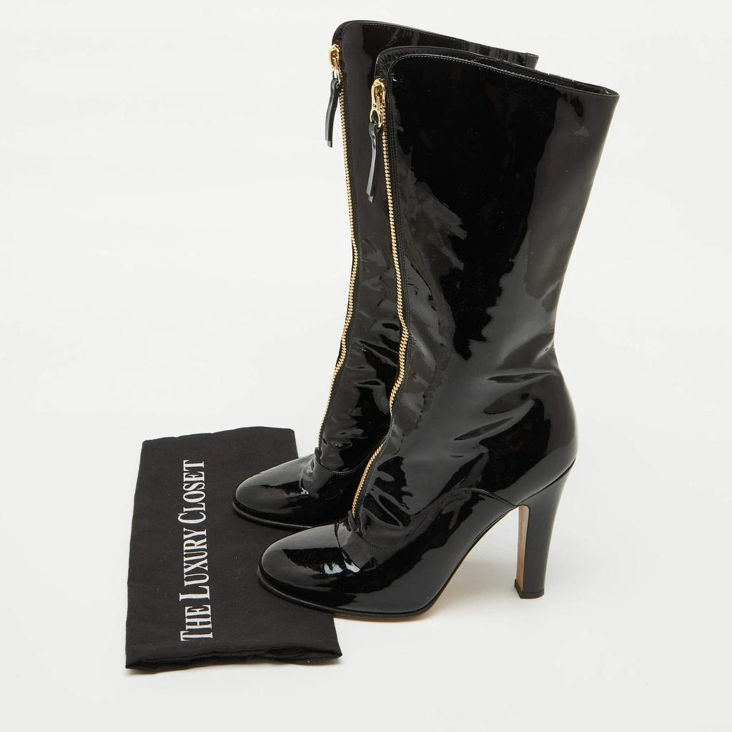 Valentino Valentino Black Patent Leather Zip Detail Mid Calf Length Boots Size 40 9
