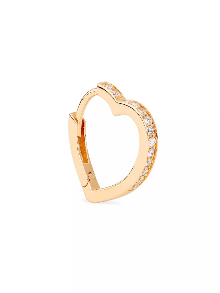 Repossi Antifer 18K Rose Gold & 0.06 TCW Diamond Small Heart Hoop Earring
