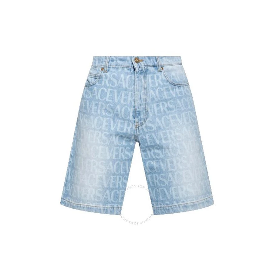 Versace Men's Light Blue Allover Denim Shorts 1