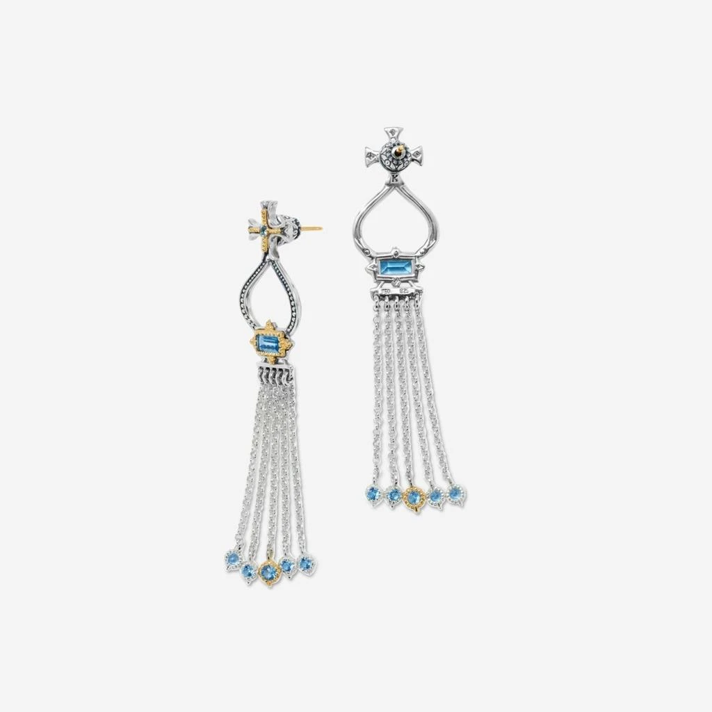 Konstantino Konstantino Dome Sterling Silver 
18K Yellow Gold Blue Spinel Tassel Earrings SKKJ705-478-copy 3