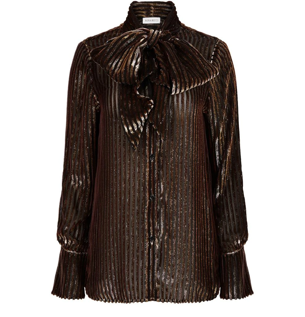 Nina Ricci Tie-Neck Velvet Shirt 1