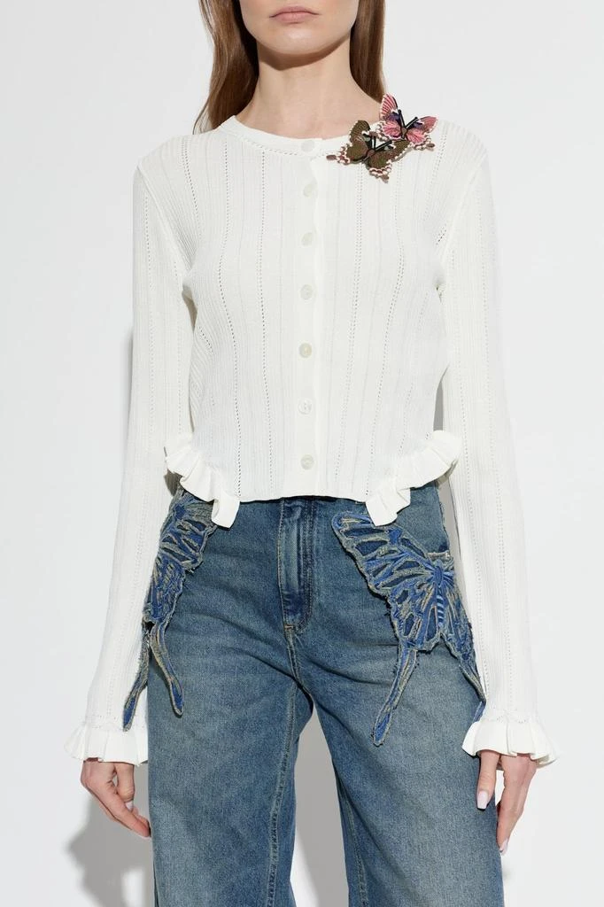 BLUMARINE Blumarine Butterfly Appliqué Ruffled Cardigan 2