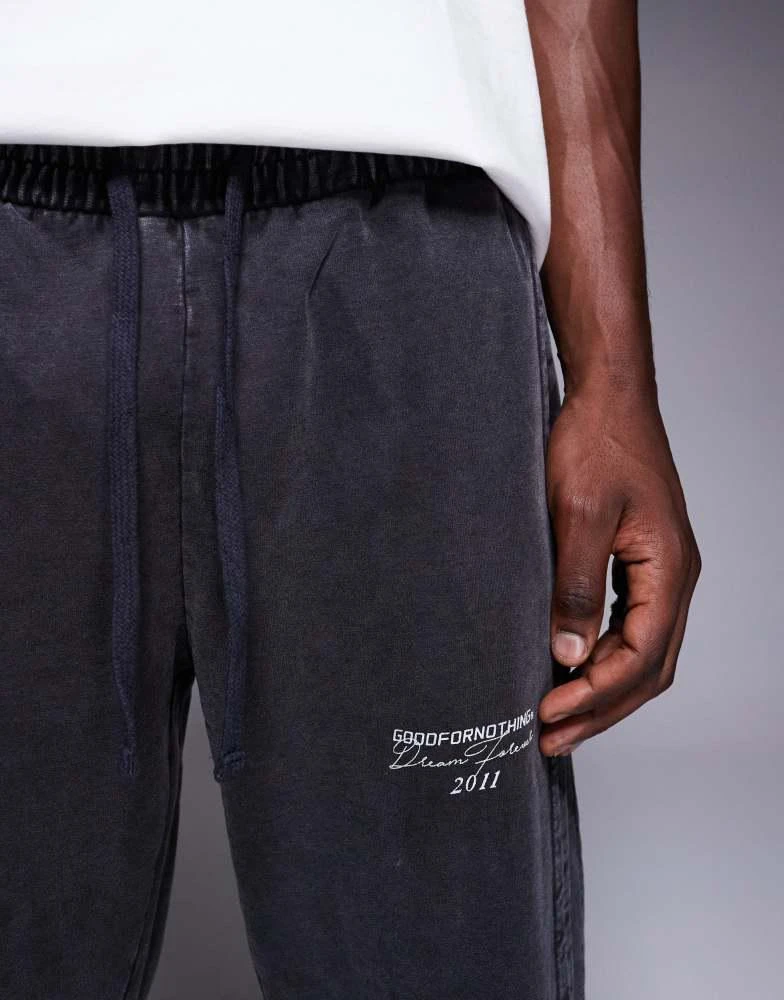 Good For Nothing Good For Nothing raw edge seam joggers in washed black 4