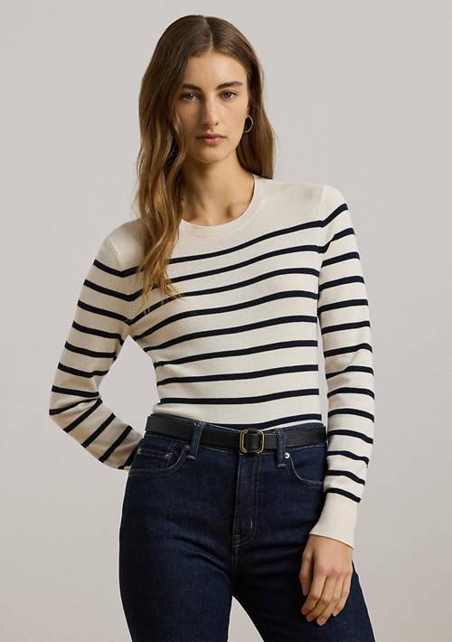 Ralph Lauren Ralph Lauren Petite Striped Cotton Blend Sweater