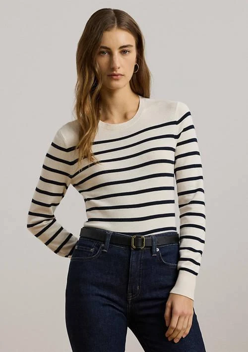 Ralph Lauren Ralph Lauren Petite Striped Cotton Blend Sweater 1