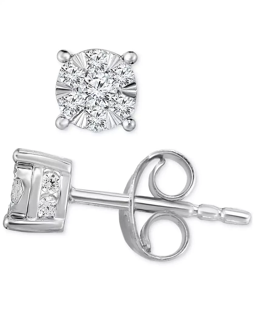 TruMiracle Diamond Cluster Stud Earrings (1/2 ct. t.w.) in 14k White Gold 1