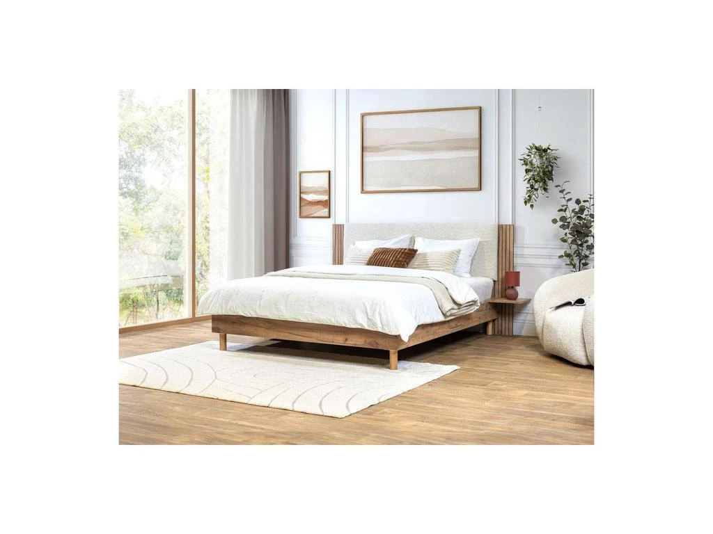 预计3周后发货 Bobochic Lit Avec Lattes Massives - Pieds Bois Naturel - Lior - Beige 1