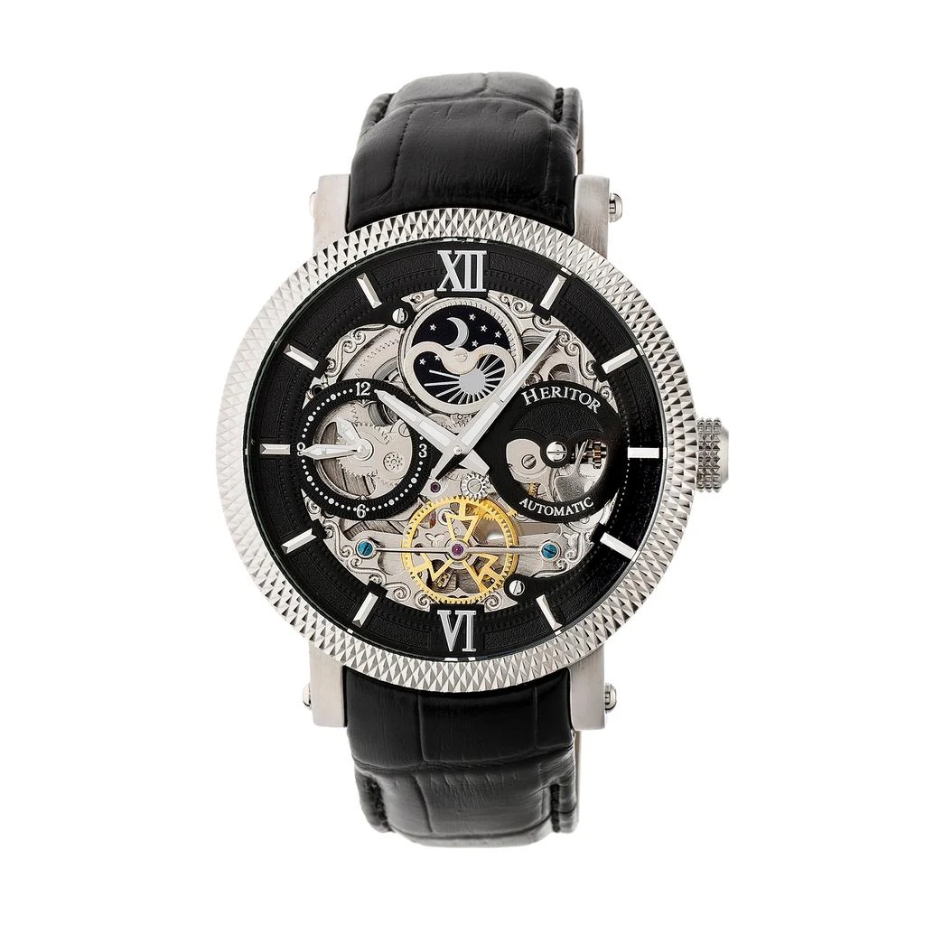 Heritor Automatic Aries Skeleton Leather-Band Watch 1