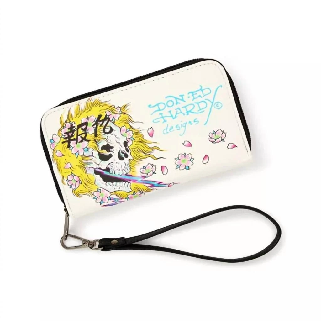 Ed Hardy Ed Hardy - Women's Skull Flower Zip Around Wallet 1