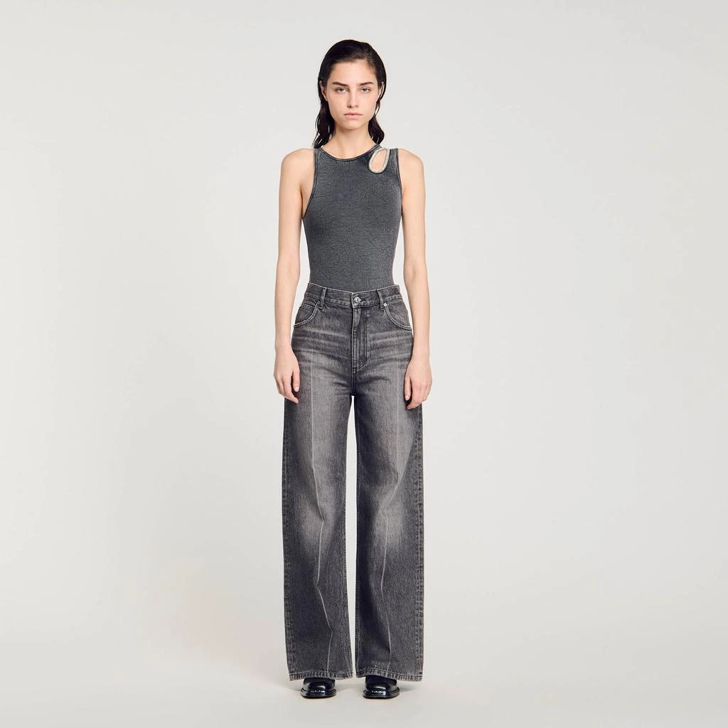 Sandro Rhinestone one-shoulder bodysuit 1