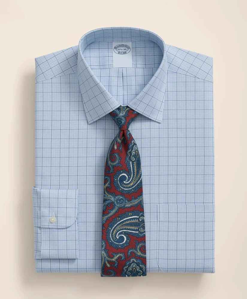 Brooks Brothers Stretch Supima® Cotton Non-Iron Pinpoint Oxford Ainsley Collar, Ground Check Dress Shirt 1