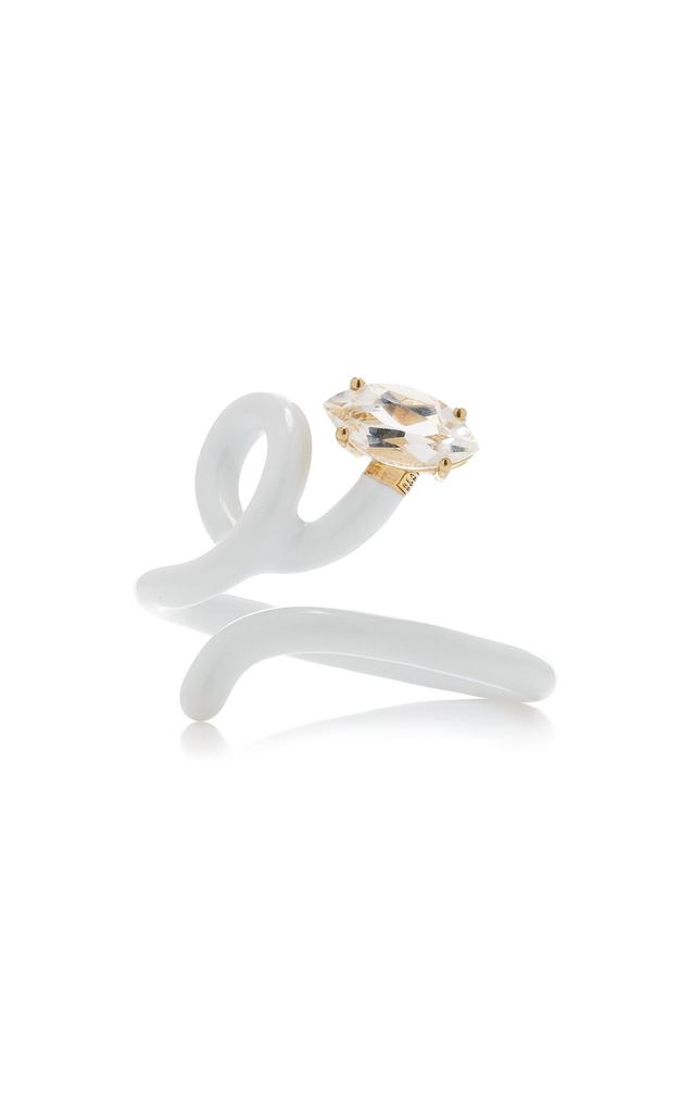 Bea Bongiasca Bea Bongiasca - Baby Vine Enameled 9K Yellow Gold; Silver Crystal Ring - White - US 7.5 - Moda Operandi - Gifts For Her