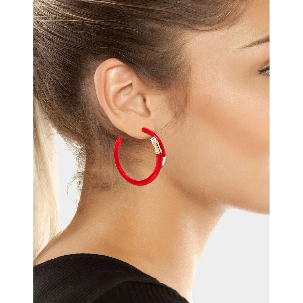 Betsey Johnson Book Smart Pencil Hoop Earrings Red 4