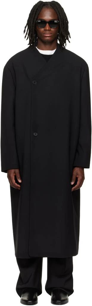 Fear of god Black Wool Double Breasted Lapelless Coat