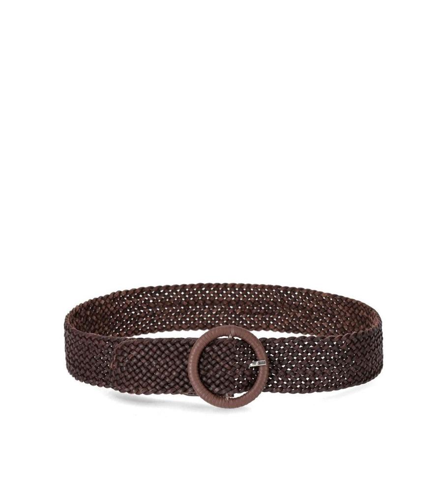 DRAGON DIFFUSION Dragon Diffusion Dark Brown Leather Woven Belt