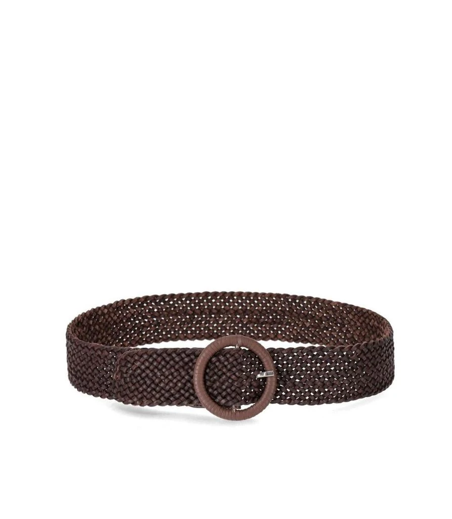 Dragon Diffusion Dragon Diffusion Dark Brown Leather Woven Belt 1