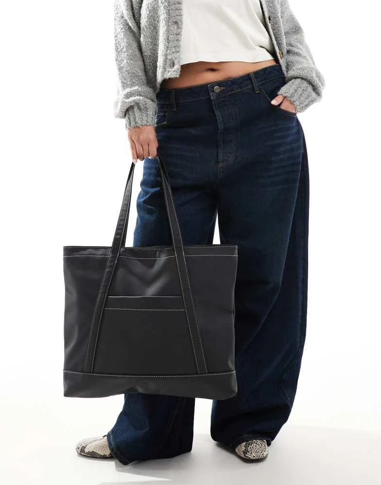 ASOS ASOS DESIGN showerproof laptop tote bag in black 1