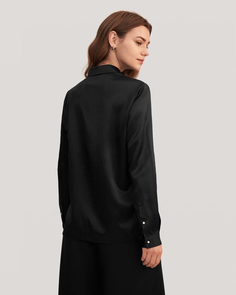 LILYSILK Classic Pearl Button Silk Shirt White