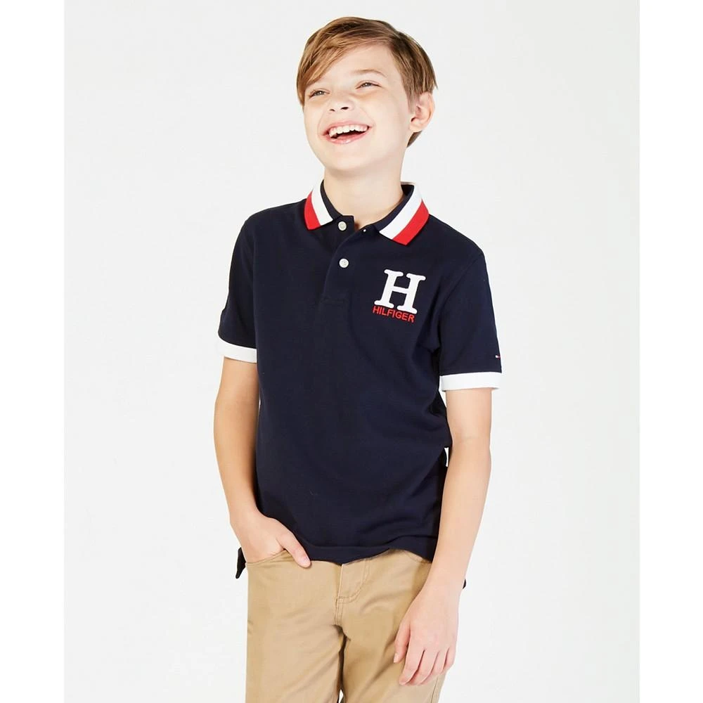 Tommy Hilfiger Little Boys Striped Collar Embroidered Matt Polo 1