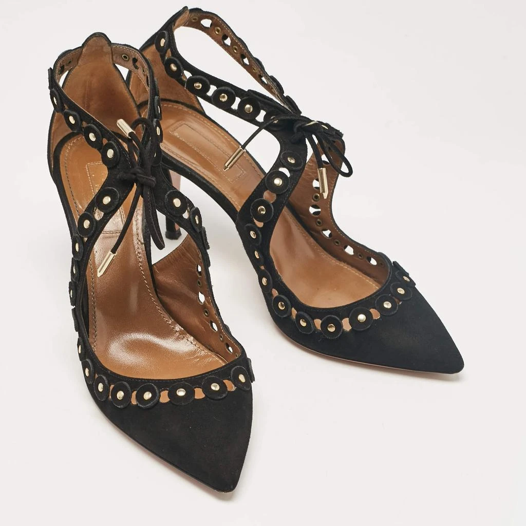 Aquazzura Aquazzura Black Suede Ankle Strap Pumps Size 37.5 4