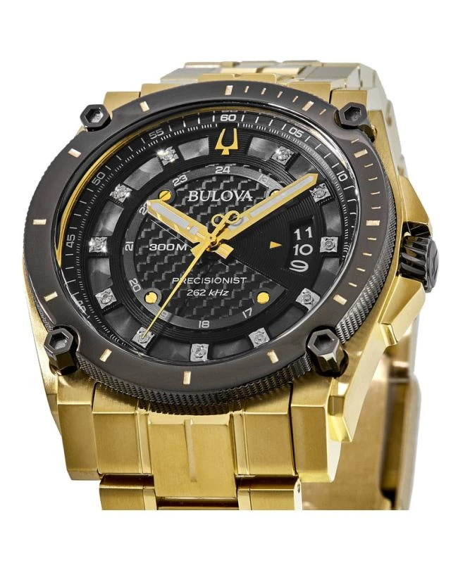 Bulova Bulova Precisionist 300M Black Diamond Dial Yellow Gold Tone Steel Men's Watch 98D156 3
