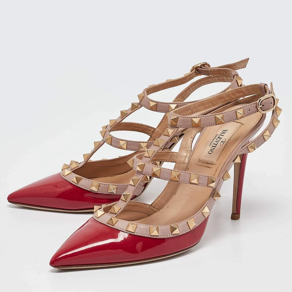 Valentino Valentino Red Patent Leather Rockstud Ankle Strap Pumps Size 37.5 3