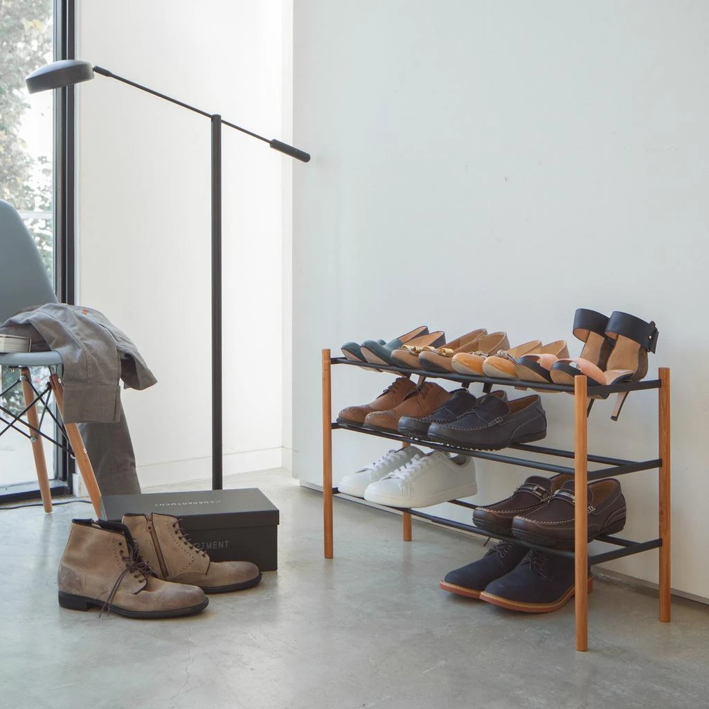 Yamazaki Home Expandable Shoe Rack, Steel,  Holds 12 to 16 shoes, Supports 19.8 pounds, Expandable 2