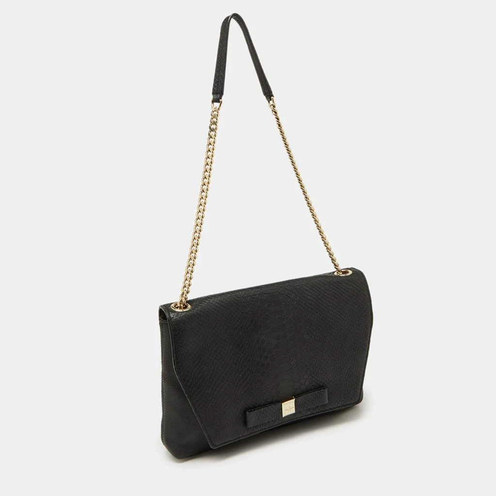 Kate Spade Kate Spade Black Snakeskin Embossed Leather Flap Shoulder Bag 3