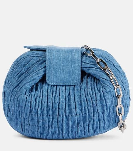 Gabriela Hearst Demi ruched denim wallet on chain 1