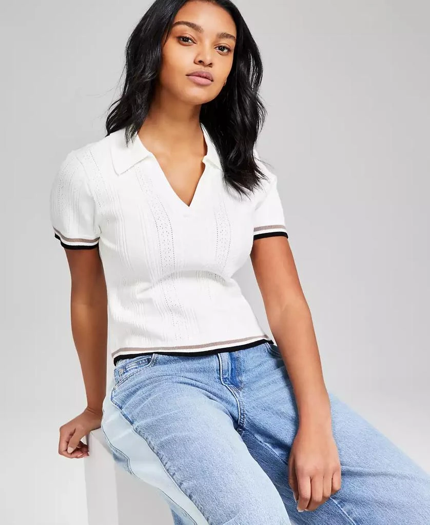 And Now This Women's Polo-Collar Short-Sleeve Sweater, Exclusively at Macy's 2