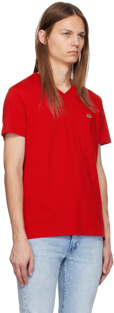 Lacoste Red V-Neck T-Shirt