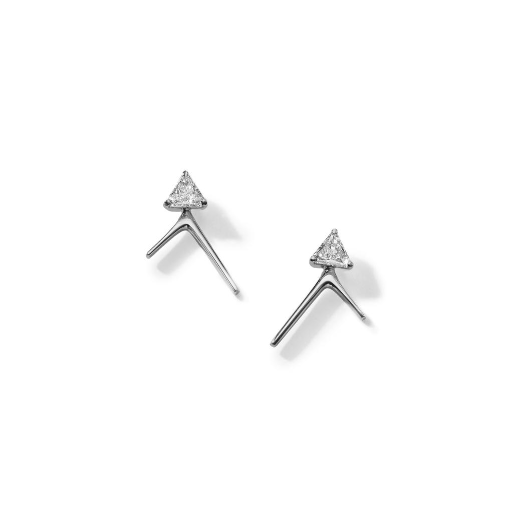 Ame Âme Trio 18K White Gold, Lab-Grown Diamond 0.50ct. tw. Small Square Stud Earrings