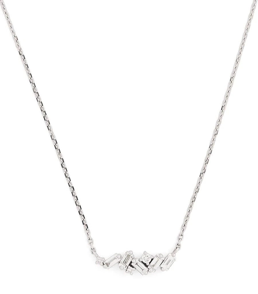 Suzanne Kalan White Gold and Diamond Frenzy Mini Bar Necklace 1